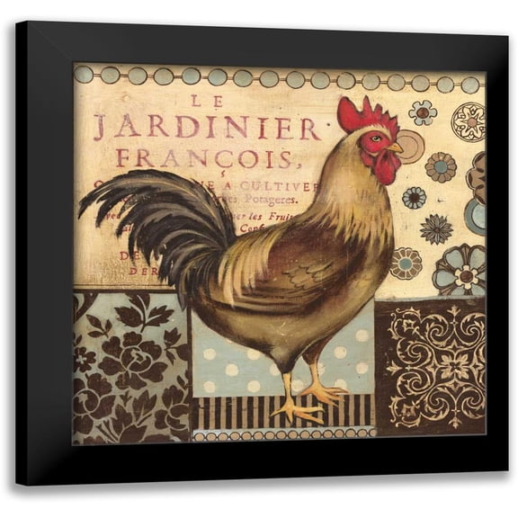 Poloson, Kimberly 12x12 Black Modern Framed Museum Art Print Titled - Aqua Rooster I