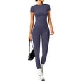 thumbnail image 4 of Clossjun Womens Two Piece Workout Sets Slim Fit Short Sleeve Shirt High Waist Leggings Yoga Outfits Matching Gym Suits, 4 of 6