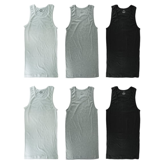 Gelante 6-Pack Cotton Adult Men's Basic Undershirt Tank Top Athletic Sleeveless Tee