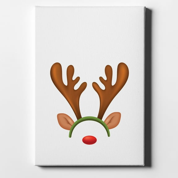 Reindeer Face Christmas - 11" x 14" - Decorative Canvas Wall Art - White Edge - 5/8" Gallery Wrapped