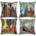 thumbnail image 1 of Fundas De Cojines Con Estampado De Árboles Decorativos, 45x45 Cm, ​​Juego De 4, Regalo Con Patrón De Colores, 1 of 5