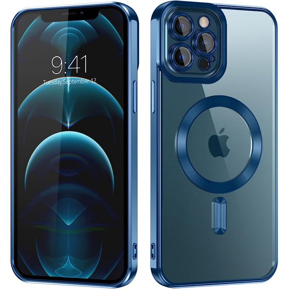 for iPhone 12 Pro Max Magnetic Case [Compatible with Magsafe], Full Body Protective Cover Soft TPU Shockproof Slim Phone Case for Apple iPhone 12 Pro Max 6.7", Blue