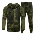 thumbnail image 4 of Conjunto deportivo y de ocio para hombre de talla grande de otoño e invierno, conjunto de dos piezas, conjunto de cárdigan de camuflaje con capucha empalmada para hombre, 4 of 5