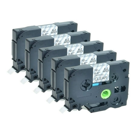 Laminated Tape Thermal Cartridge - GREENCYCLE 5PK Black on Clear 12mm TZ TZe TZe-131 TZ-131 TZe131 TZ131 Laminated Label Tape for Brother P-touch PT-P700 PT-P750W PT-D210 PT-D400 PT-D600 Label Maker