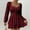 01 Wine, variant on YueHuiYing Women's Square Neck Long Sleeve Mini Dress Ruched Corset Waist Tiered Ruffle Hem Short Party Dresses