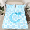 thumbnail image 2 of jejeloiu Kawaii Bows Full Size Sheets,Blue Letter C Bed Sheets For Bowtie Girls 4 Pieces, 2 of 7