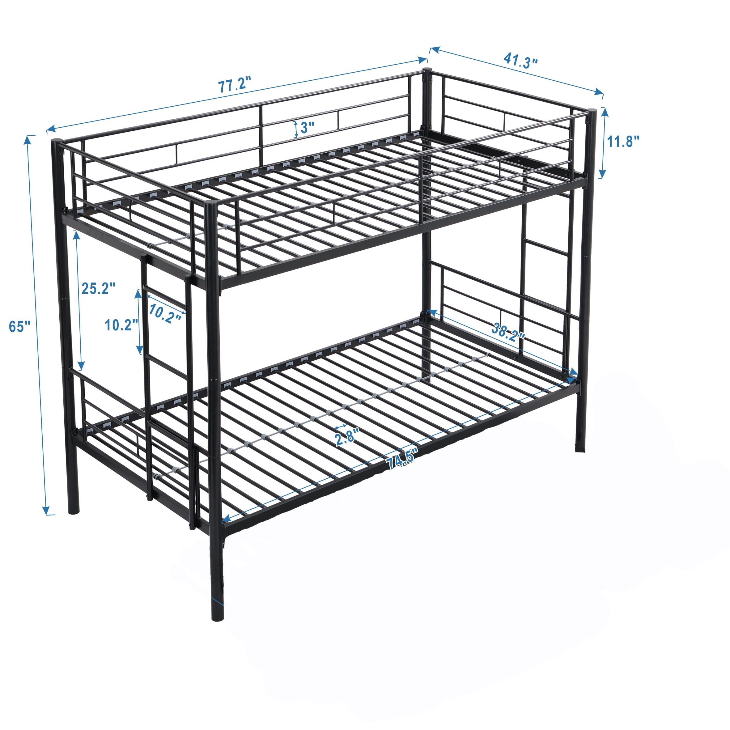 Metal Bunk Bed Black