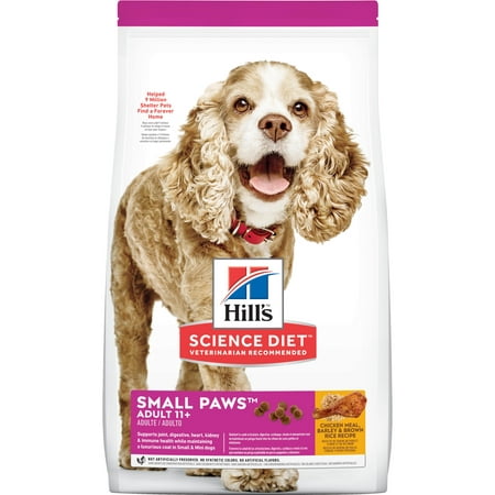 Hill's Science Diet Adult 11+ Small Paws Chicken Meal, Barley & Brown Rice Recipe Dry Dog Food, 15.5 lb