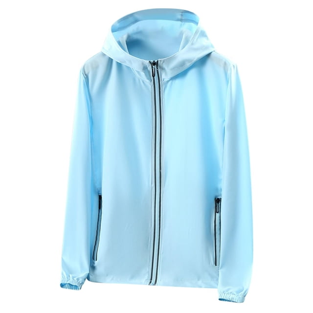 Weiqiqre Mens Lightweight Running Jacket Sun Protection Top Solid Color Long Sleeved Hooded Top