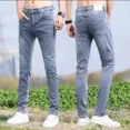 thumbnail image 4 of Pantalones vaqueros para hombre elásticos de color azul claro, pantalones vaqueros para hombre, pantalones elásticos, ajustados, ajustados, ajustados, estilo coreano, tendencia 2024, 4 of 5