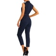 thumbnail image 3 of MODA NOVA Juniors' Jumpsuit V Neck High Waist Sleeveless Long Pants Jumpsuit M Dark Blue, 3 of 5