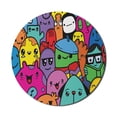 thumbnail image 1 of Indie Mouse Pad for Computers, Hand Drawn Colorful Doodle of Funny Crazy Monster Buddies Group Drawing Style, Round Non-Slip Thick Rubber Modern Gaming Mousepad, 8" Round, Multicolor, by Ambesonne, 1 of 2