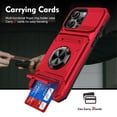 thumbnail image 1 of For Apple iPhone 16 Pro Max Phone Case with Finger Ring Holder Kickstand, Card Slots，Heavy Duty Shockproof Rugged Protective Working with Magnetic Car Phone Mount,Red,For iPhone 16 Pro Max, 1 of 7