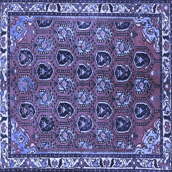 Ahgly Company Indoor Square Persian Blue Traditional Area Rugs, 4' Square