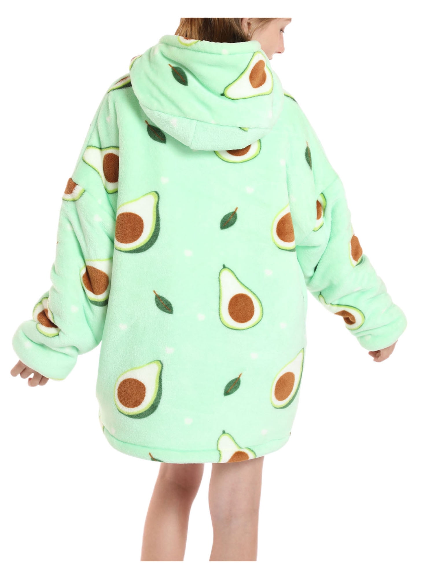 Shuttle tree Oversized Wearable Blanket Hoodie For Adult Kids Hooded Sherpa Sweatshirt With Front Pocket