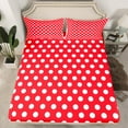 thumbnail image 2 of jejeloiu Modern Dot Bed Sheets,Abstract Geometric Geometric King Sheets,Red White Sheet Set,Breathable Bedroom Decor,4pcs, 2 of 7