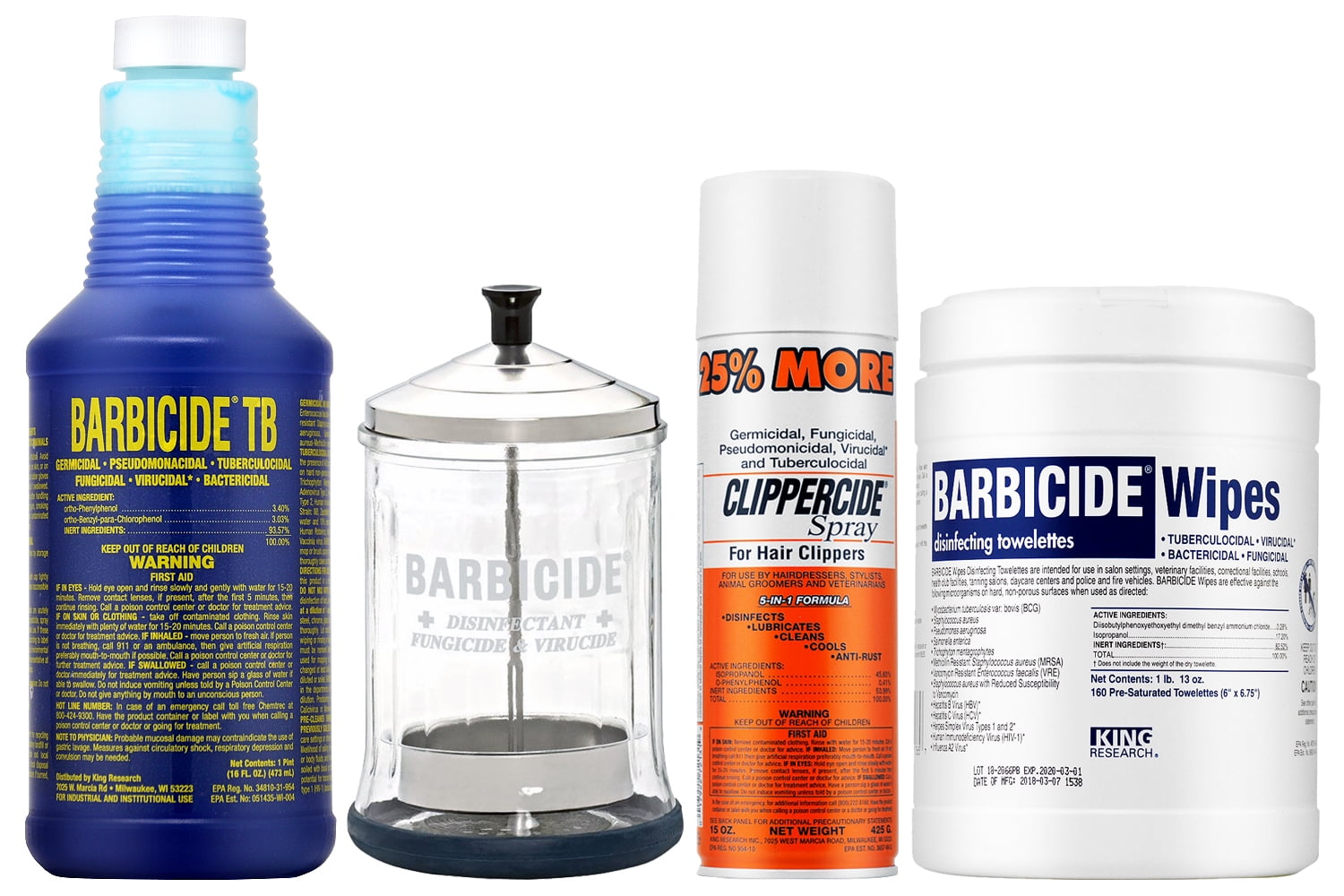 King Research Barbicide Disinfectant TB 16oz + Disinfectant Mid Jar