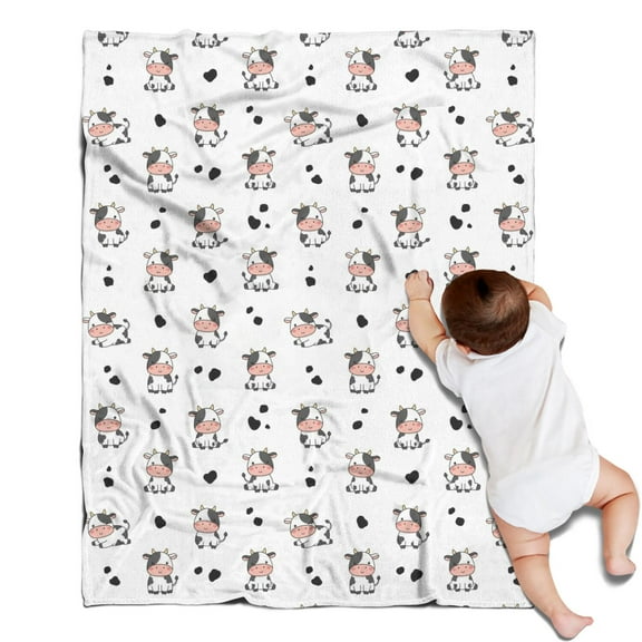 White Cow Baby Pattern Blanket,Comfortable Soft Flannel Throw Blanket,All Season,Warm Lightweight Blankets for Sofa Bed Couch Living Room Chair,30"x40"