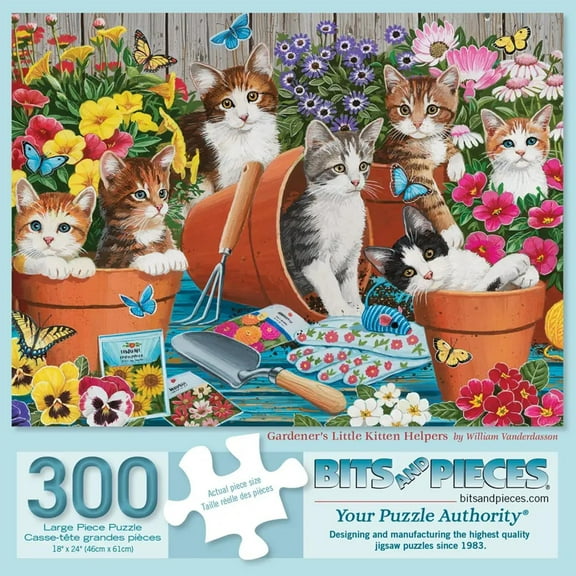 Bits and Pieces Jigsaw Puzzle Gardener's Little Kitten Helpers 300 Large Pieces 18" x 24"