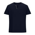thumbnail image 3 of ZCFZJW Mens Casual Button Henley Shirts Trendy Summer Short Sleeve Solid Color V Neck Plain Tees Shirt Trendy Workout Athletic T-Shirt Tops with Pocket Navy XXXL, 3 of 5