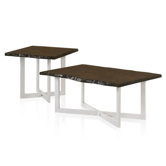 Furniture of America Baletto Wood 2-Piece Coffee Table Set in Oak and White