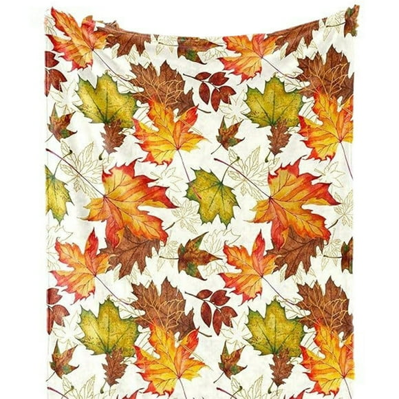 Flannel Blanket Maple Leaves Pattern Printed Cover Blanket Nap Blanket Travel Portable Quilt
