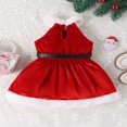 thumbnail image 3 of Girls‘ Christmas Dress  Sleeveless Furry Patchwork Pattern with Belt, 3 of 9