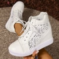 thumbnail image 5 of High Top Sneakers for Women Hidden Wedge Breathable Lace Mesh Platform Athletic Shoes Casual Lace up Tennis Shoes White Size 7.5, 5 of 8