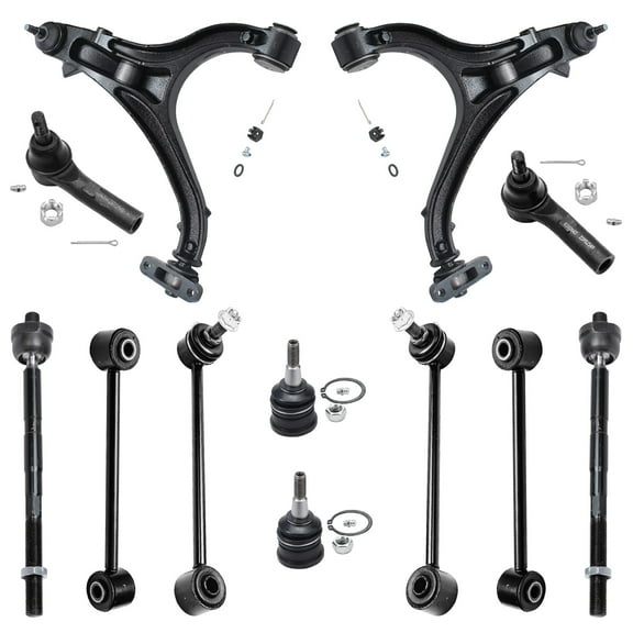 Detroit Axle - 12pc Front Lower Control Arms w/Ball Joints, Inner Outer Tie Rods & Front Rear Sway Bars Replacement for 2006-2010 Jeep Commander - [2005-2010 Grand Cherokee]