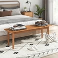 thumbnail image 4 of Spaco Solid Wood Dining Bench Entryway Bench with Rubber Wood Legs, Multifunctional Wood Dining Bench, Brown, 4 of 9