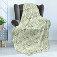 thumbnail image 4 of Nature Soft Flannel Fleece Throw Blanket, Simplistic Tree Illustration Leaves on Branch Pattern Plain Background, Cozy Plush for Indoor and Outdoor Use, 60" x 80", Lime Green and Fawn, by Ambesonne, 4 of 5