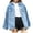 Light Blue, variant on Women'S Oversized Mid Long Denim Jacket Jean Biker Coat Blue XL