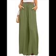 thumbnail image 2 of Pantalones Casuales de Cintura Alta para Mujer, de Color Liso, Largos y Anchos, con Bolsillos, para y Otoño. Verde XL, 2 of 8