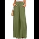 thumbnail image 2 of Pantalones Casuales de Cintura Alta para Mujer, de Color Liso, Largos y Anchos, con Bolsillos, para y Otoño. Verde L, 2 of 8