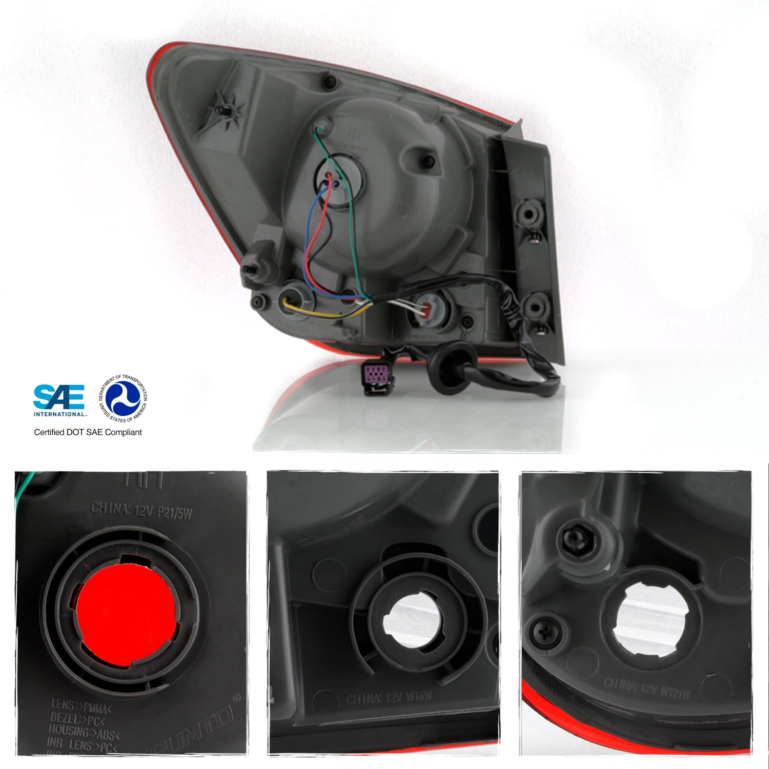 AKKON - Fits 2011 2012 2013 2014 2015 Chevy Cruze 2016 Cruze Limited Chrome Red Outer Tail Lamp Brake Light Passenger Right Side