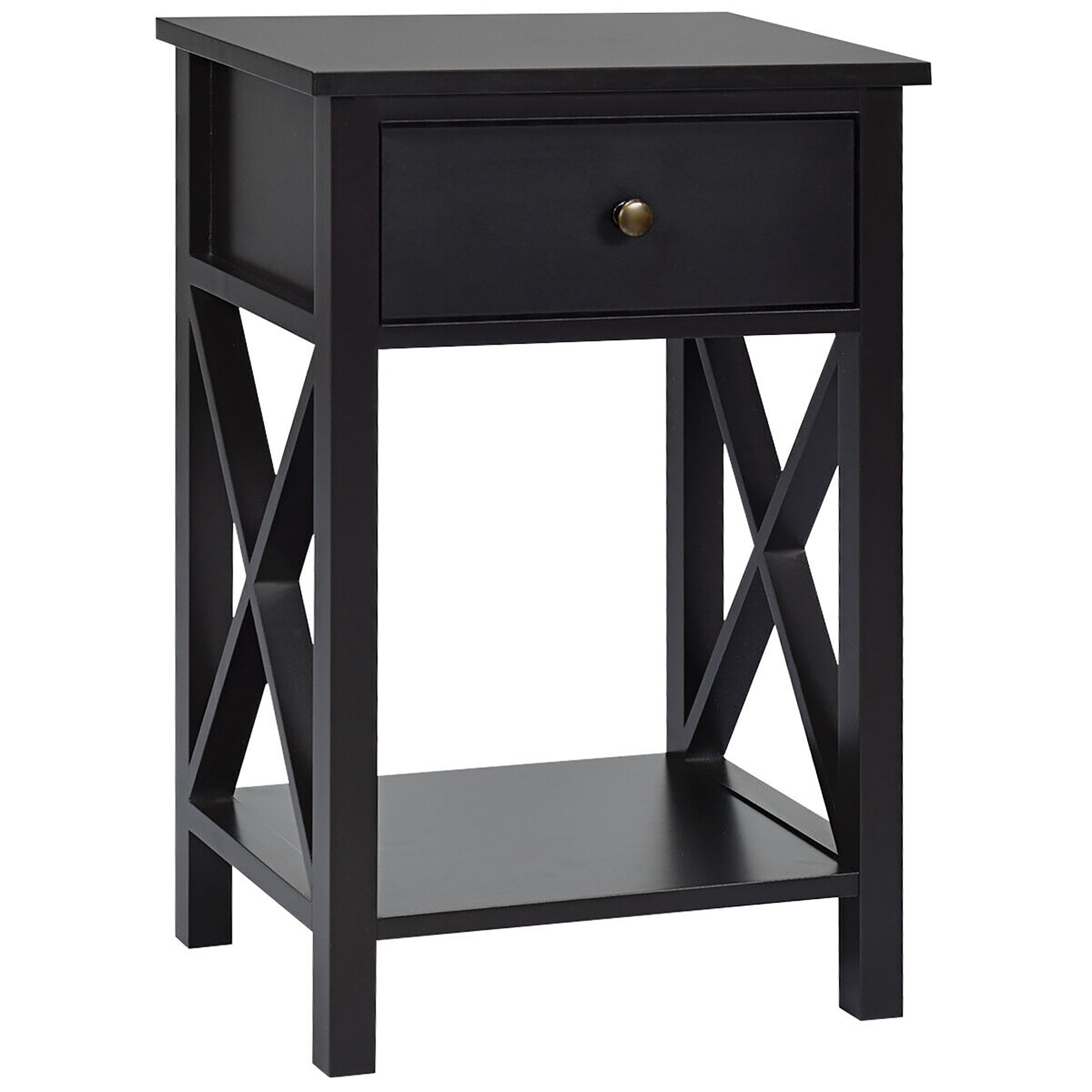 Costway Nightstand Chair Side End Table With Drawer Shelf Bedroom Furniture Brown Walmart Canada