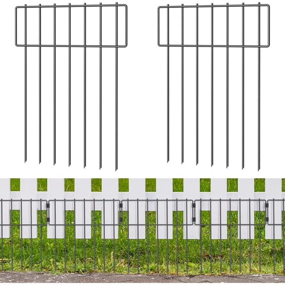 20 Pack Animal Barrier Fence, 16.7 Inch(H) X 20 Ft(L) Dog Fence No Dig, Rustproof Metal Wire Garden Fence Border, Dog Rabbits Ground Stakes Fence for Outdoor.