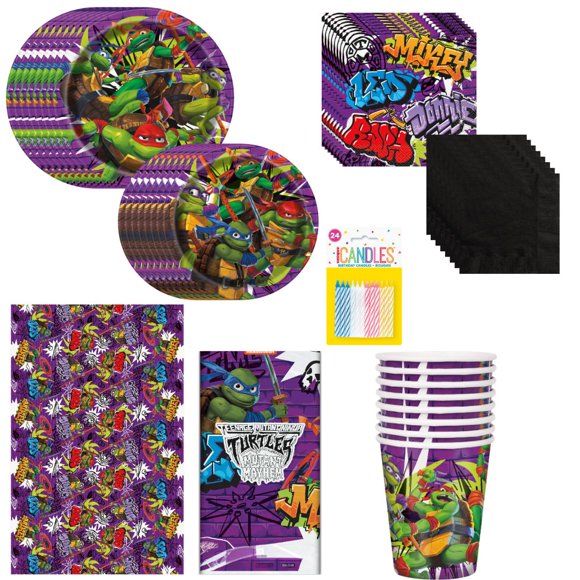 Teenage Mutant Ninja Turtles Party Supplies Bundle - 81 Piece Ultimate Celebration Set with Plates, Napkins, Cups, Tablecloth & Candles - Official Licensed Product for Unforgettable Birthdays!