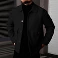 thumbnail image 2 of LODIENY Men Tweed Jacket Fleece Shacket Button Down Collared Jackets Warm Winter Coat Long Sleeve Fall Outerwear with Flap Pockets for Casual Daily Black L, 2 of 6