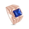 thumbnail image 4 of AFFY 8x10 mm Simulated Birthstone Men's Ring Blue Sapphire In 14K Rose Gold Plated 925 Sterling Silver. Ring Size 11, 4 of 6