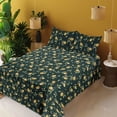 thumbnail image 2 of Ambesonne Citrus Fitted & Flat Sheet with Shams 4 Pcs Set, Lemon Pattern Tropical Art, Calking, Mustard Hunter Green, 2 of 5