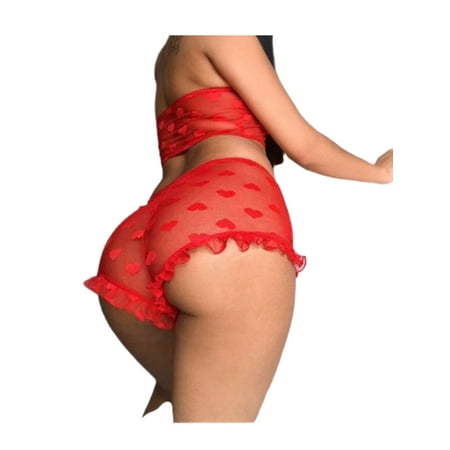 

Spring hue 2Pcs Women Lace Lingerie Nightwear Babydoll Bra Panty Underwear Outfits Set