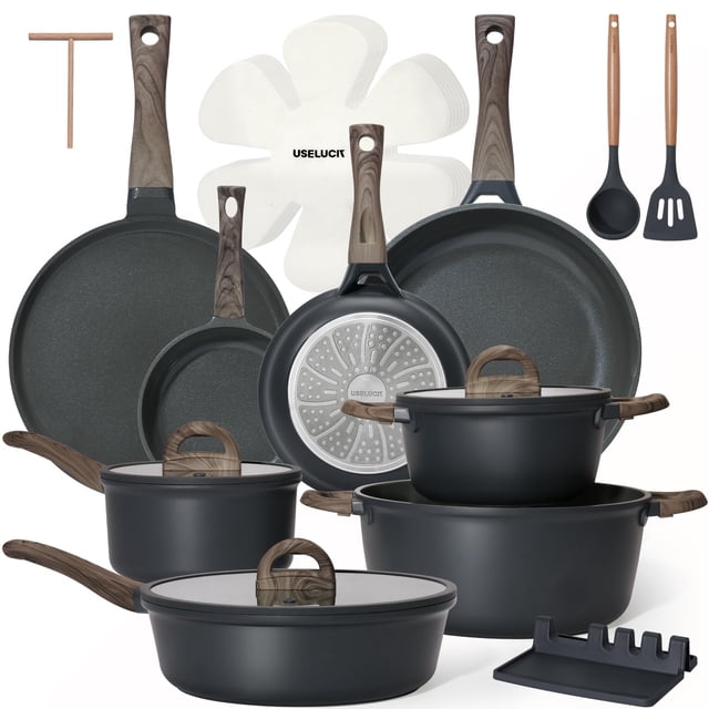 Juego de utensilios de cocina USELUCK de 22 piezas, cerámica antiadherente para inducción