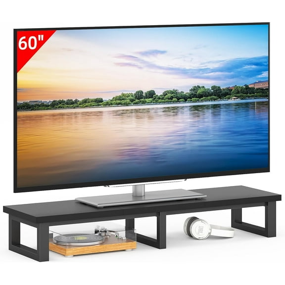 45" Large TV Riser for 32-60 inch TV, TV Riser Stand Shelf with Steel Legs, Tabletop TV Stand Riser for Home Office,Black