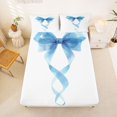 thumbnail image 3 of spefrowx Princess Bowknot King Sheets for Teens, Blue Watercolor Ribbon Art Bedding, 4pcs, 1 Flat Sheet, 1 Fitted Sheet and 2 Pillowcases, 3 of 6