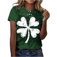 thumbnail image 6 of Uaswgudfs Women's St. Patrick's Day Casual Short Sleeve T - Shirt Shamrock Print Lucky Top Irish Clover Graphic Tee 5XL, 6 of 7