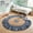Blue, variant on Desert Fields and Evette Rios Cora 5'6" Round Denim Blue Cotton and Jute Striped Fringe Indoor Area Rug