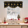thumbnail image 2 of Gold Winter Snowflakes Tie Up Valances Curtain, Plant Pine Branch Black Background Adjustable Rod Pocket Short Window Treatment Tie Up Curtains Valances for Kitchen Living Room Bathroom 42x18 Inches, 2 of 9