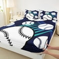 thumbnail image 3 of Feelyou Est Baseball Sleep Twin Sheet Sets for Kids, Fashion Polkadot Stripes Twin Fitted Sheet, Cartoon Sports Theme Flat Sheet, Breathable Home Decor, 3 Pieces, 3 of 7