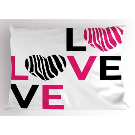 Pink Zebra Pillow Sham I Love You Calligraphy Zebra Stripes Hearts Custom Pink Zebra Print Decorative Pillows Pink Zebra Pillow Sham I Love You Calligraphy Zebra Stripes Hearts Custom Pink Zebra Print Decorative Pillows